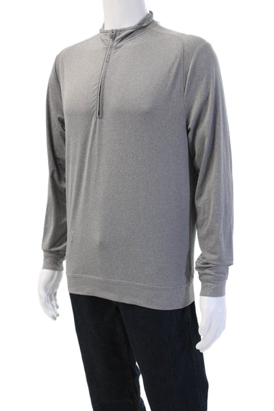 Johnnie-o Mens 1/2 Zipper Mock Neck Long Sleeves Shirt Grey Size Small