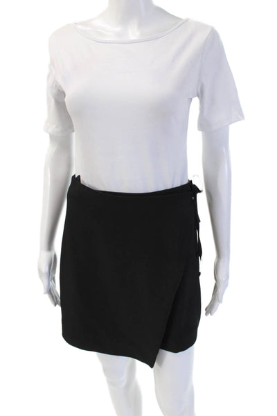 & Other Stories Women Mini Wrap Skort Black Polyester Elastane Size 4