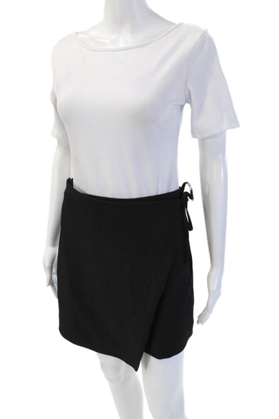 & Other Stories Women Mini Wrap Skort Black Polyester Elastane Size 4