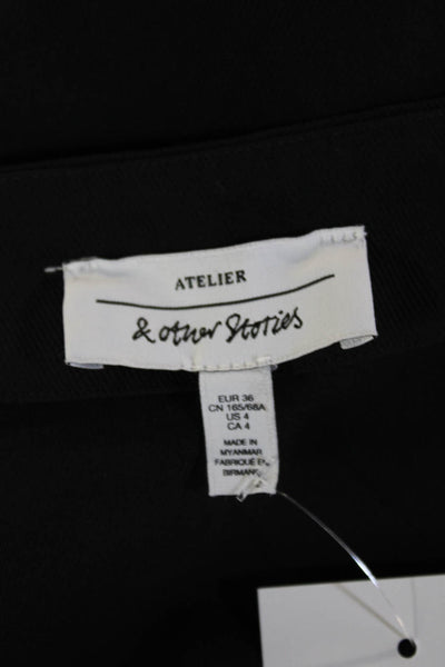 & Other Stories Women Mini Wrap Skort Black Polyester Elastane Size 4