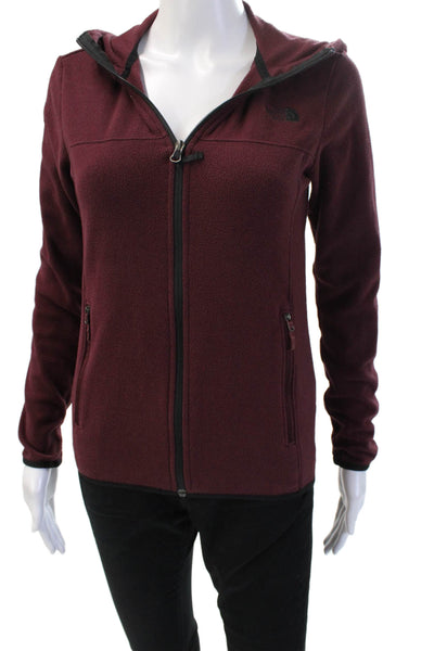 The North Face Womens Dark Red Button High Neck Long Sleeve Jacket Size XS