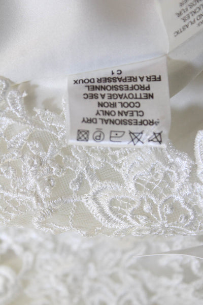 Madeline Gardner Womens Sleeveless Lace-Detail Full Length Wedding Dress White