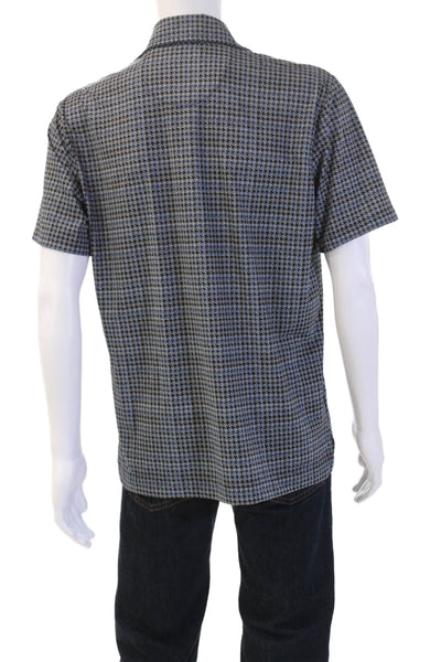 Robert Graham Mens Black Check Point Collar Polo Short Sleeve Size M