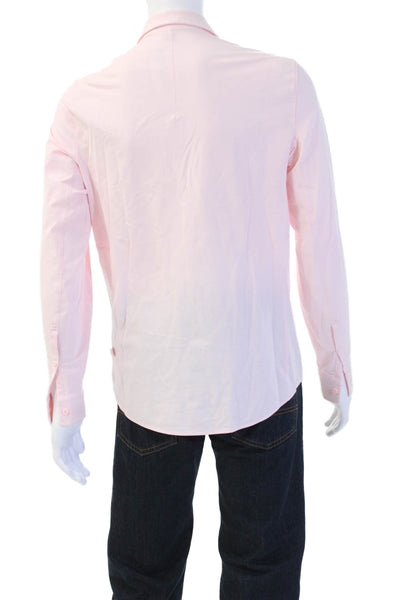 Lululemon Mens Pink Point Collar Button Up Long Sleeve Polyester Shirt Size M