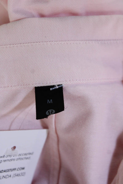 Lululemon Mens Pink Point Collar Button Up Long Sleeve Polyester Shirt Size M