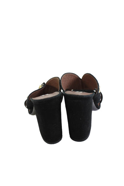 Tabitha Simmons Womens Suede Studded Slide On Sandals Black Size 37.5 7.5