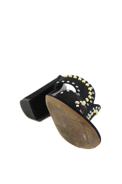 Tabitha Simmons Womens Suede Studded Slide On Sandals Black Size 37.5 7.5