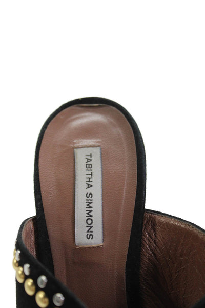 Tabitha Simmons Womens Suede Studded Slide On Sandals Black Size 37.5 7.5