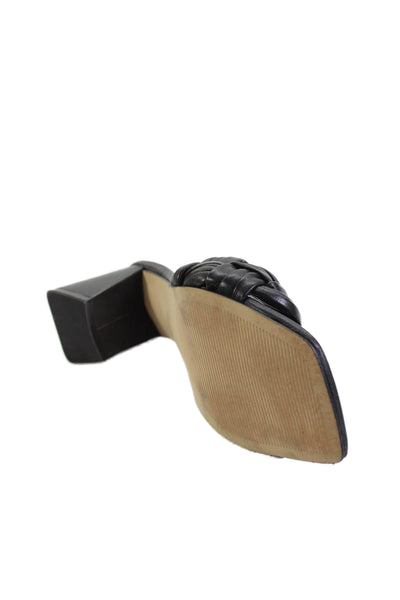 Marc Fisher Womens Leather Slide On Sandals Black Size 7.5M