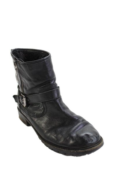 Schutz Womens Leather Mid-Calf Side Zip Boots Black Size 7B