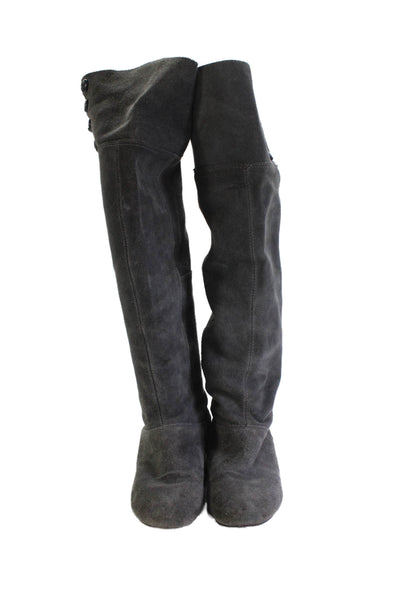 Chinese Laundry Womens Suede Knee High Boots Gray Size 7.5M