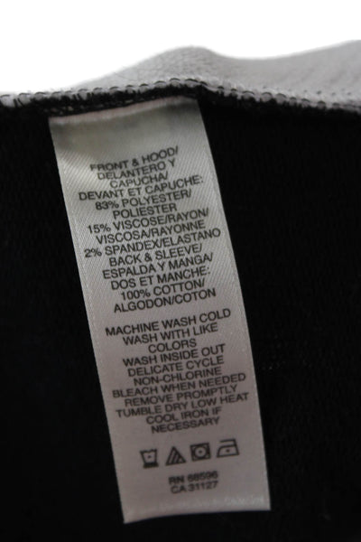 DKNY Jeans Women Full Zip Hoodie Black Geometric Long Sleeve Size M