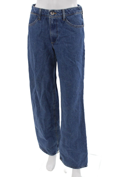 SPRWMN Unisex Wide-Leg Blue Jeans 100% Cotton Mid Rise Inseam 32 90s Size 25