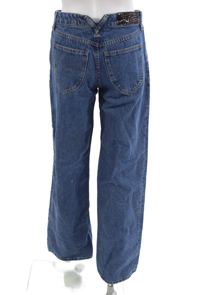 SPRWMN Unisex Wide-Leg Blue Jeans 100% Cotton Mid Rise Inseam 32 90s Size 25