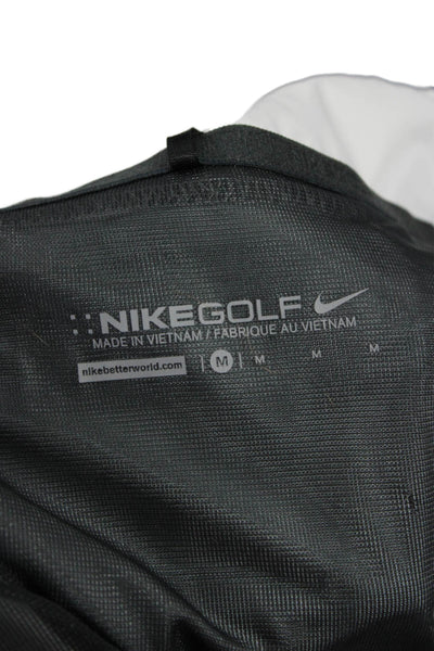 Nike Golf Mens Windbreaker White Polyester Zip High Neck Long Sleeve Size M