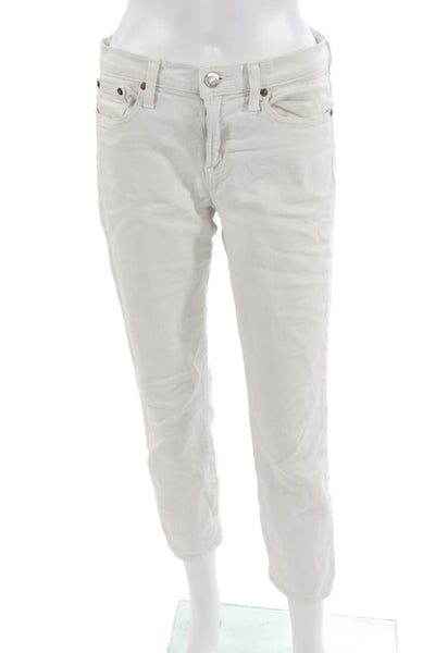 J Crew Womens Cropped Mid Rise White Jeans Size 28