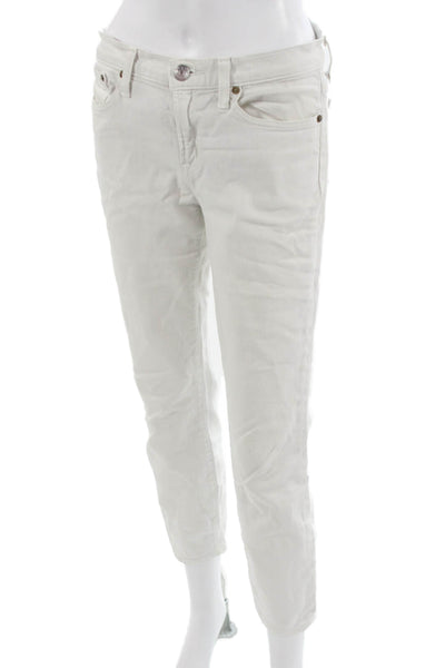 J Crew Womens Cropped Mid Rise White Jeans Size 28