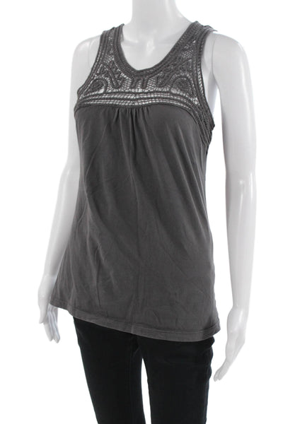 Velvet by Graham & Spencer Women Dark Gray Cotton Bohemian Tank Size L