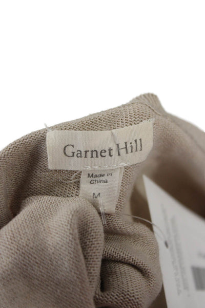 Garnet Hill Women Beige Silk Cotton Long Sleeve Basic Round Neck Sweater Size M