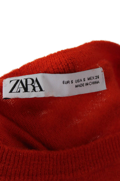Zara Unisex Pullover Red Wool Crew Neck Long Sleeve Classic Size S