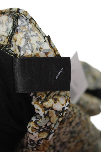 ASTR Womens Cropped Floral V-Neck Long Sleeve Drawstring Blouse Beige Size XS