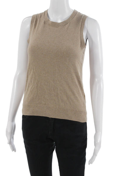 J Crew Women Basic Tank Crewneck 100% Cotton Beige Size XS