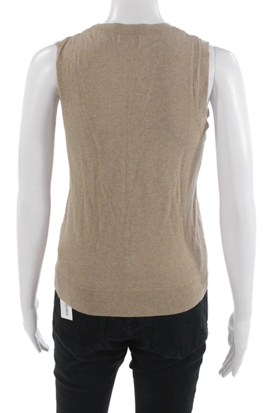 J Crew Women Basic Tank Crewneck 100% Cotton Beige Size XS