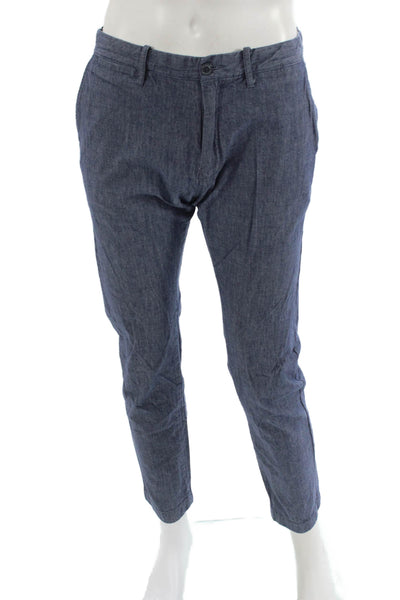 J Crew Mens Chino Pants Blue Button Closure Size 33