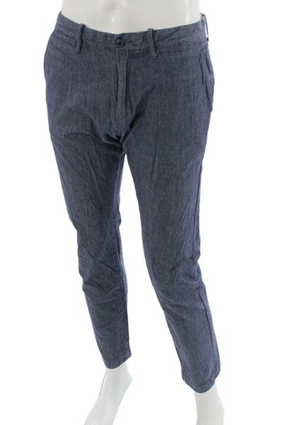 J Crew Mens Chino Pants Blue Button Closure Size 33