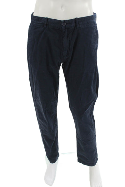 J Crew Mens Dark Blue Cotton Chinos Button Closure Size 33