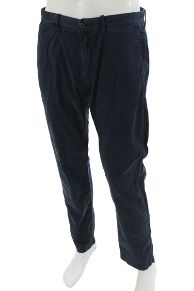 J Crew Mens Dark Blue Cotton Chinos Button Closure Size 33