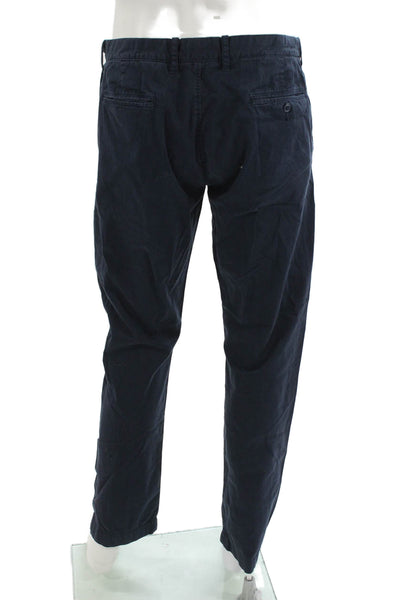 J Crew Mens Dark Blue Cotton Chinos Button Closure Size 33