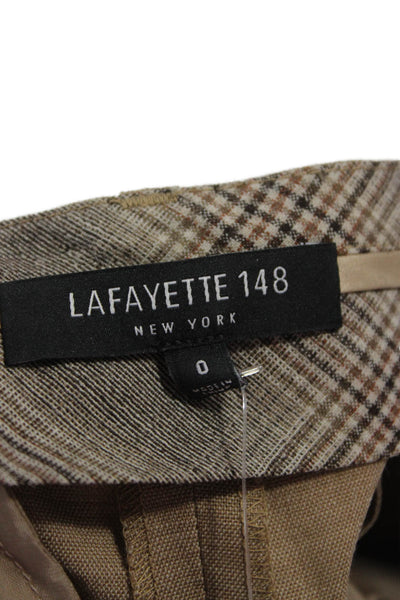 Lafayette 148 New York Unisex Dress Pants Beige Wool Blend Size 0