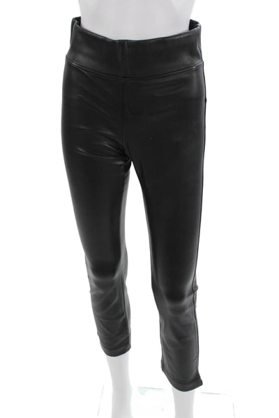 LA Made Women Cropped Ankle Biker Pants Black Zip Size S