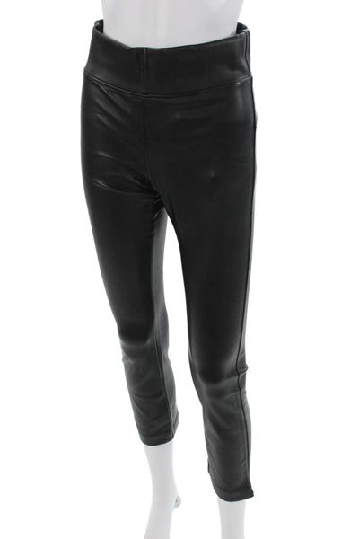 LA Made Women Cropped Ankle Biker Pants Black Zip Size S