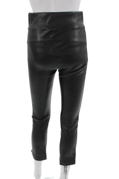 LA Made Women Cropped Ankle Biker Pants Black Zip Size S