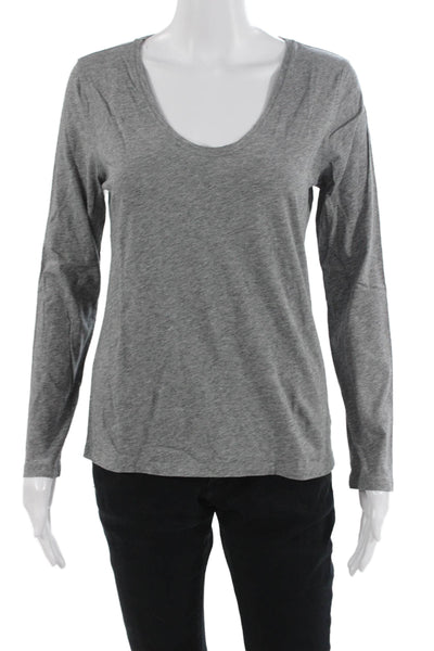 Theory Womens Basic Jersey T Shirt Gray Long Sleeve Round Neck Size M