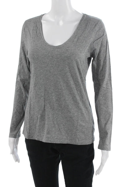 Theory Womens Basic Jersey T Shirt Gray Long Sleeve Round Neck Size M