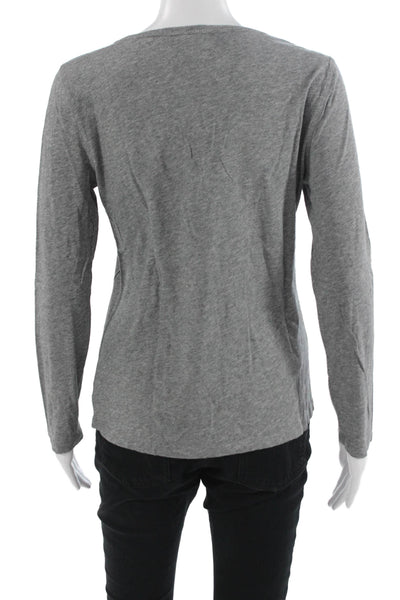 Theory Womens Basic Jersey T Shirt Gray Long Sleeve Round Neck Size M
