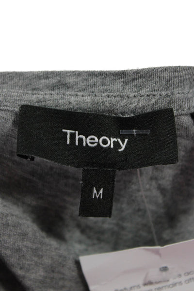 Theory Womens Basic Jersey T Shirt Gray Long Sleeve Round Neck Size M