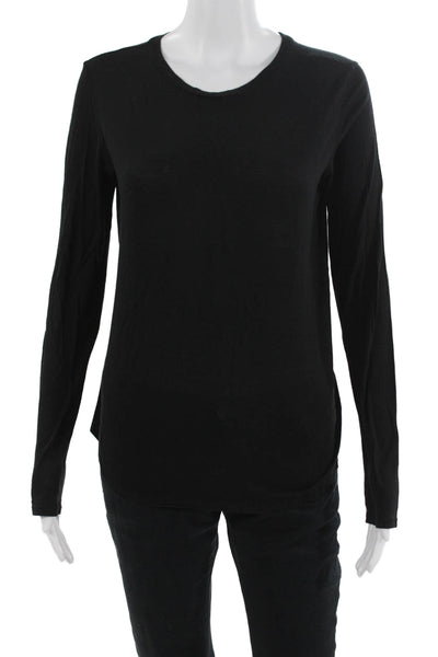 Vince Women Black Basic Long Sleeve T-Shirt Pima Modal Size S