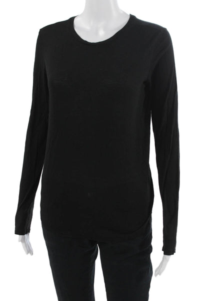 Vince Women Black Basic Long Sleeve T-Shirt Pima Modal Size S