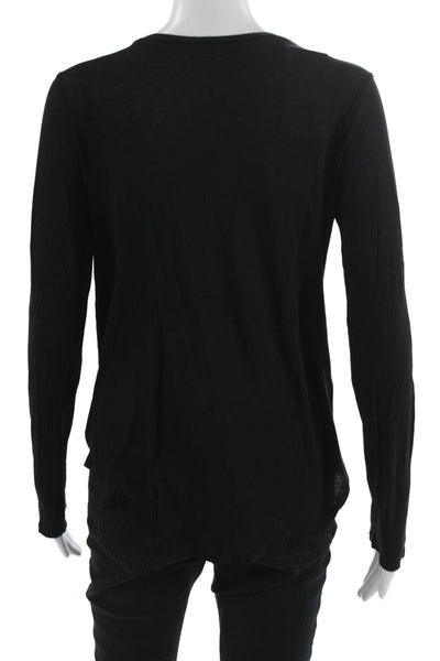 Vince Women Black Basic Long Sleeve T-Shirt Pima Modal Size S