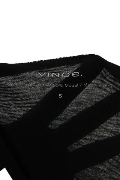 Vince Women Black Basic Long Sleeve T-Shirt Pima Modal Size S