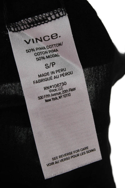 Vince Women Black Basic Long Sleeve T-Shirt Pima Modal Size S