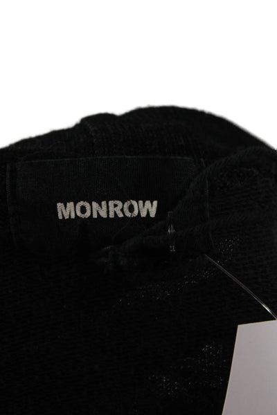 Monrow Women Pullover Sweatshirt Black 3/4 Sleeve Crew Neck Size M