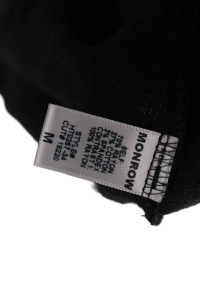 Monrow Women Pullover Sweatshirt Black 3/4 Sleeve Crew Neck Size M