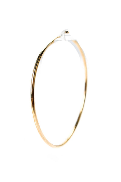 Designer Womens 14K Yellow Gold Thin Hoop Single Earring 2" .6g
