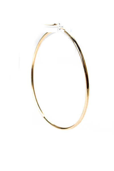 Designer Womens 14K Yellow Gold Thin Hoop Single Earring 2" .6g