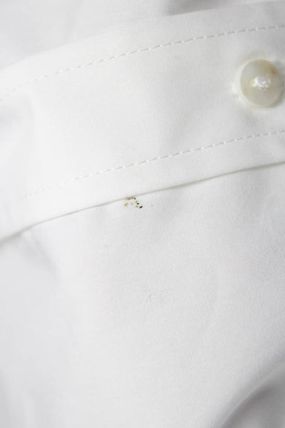 Zara Womens Basic Collared Button Up Cotton Blouse Long Sleeve White Size S